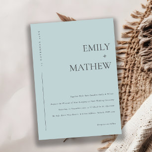 Invitation Mariage minimaliste de la typographie bleu sombre 