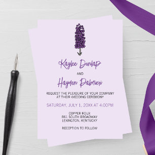Invitation Mariage minimaliste de larkspur violet