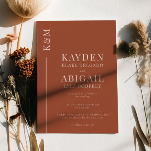 Invitation Mariage minimaliste de ligne épurée en terre cuite