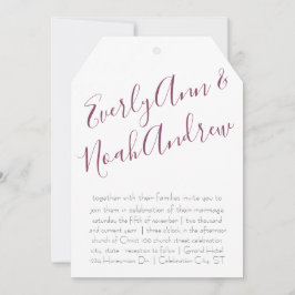 Invitation Mariage minimaliste de typographie Cassis Plum Pur