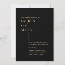 Invitation Mariage minimaliste d'or noir moderne
