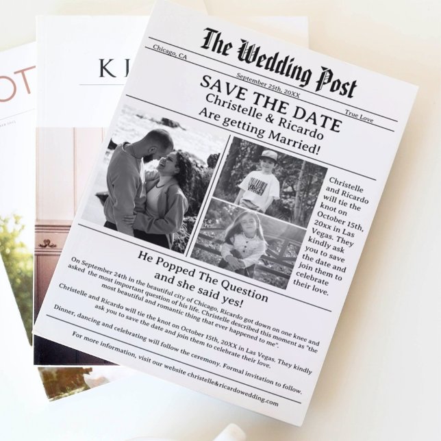 Invitation Mariage minimaliste du journal script enregistrer  (Créateur téléchargé)