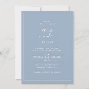 Invitation Mariage minimaliste Dusty Blue moderne