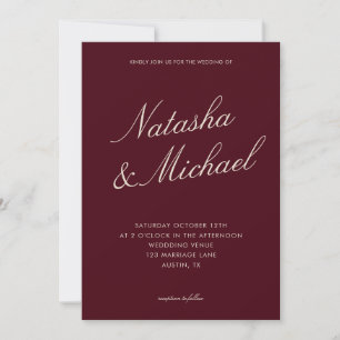 Invitation Mariage Minimaliste Élégant Bourgogne