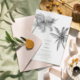 Invitation Mariage minimaliste élégant et tropical moderne