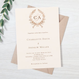 Invitation Mariage minimaliste en crête beige