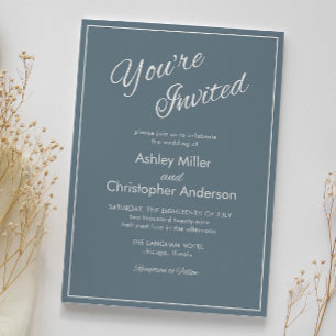 Invitation Mariage minimaliste en gris ardoise de script