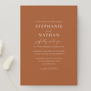 Invitation Mariage minimaliste en terre cuite moderne