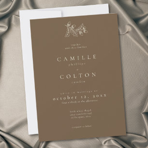 Invitation Mariage Minimaliste Feuille de Chêne et Gland de C