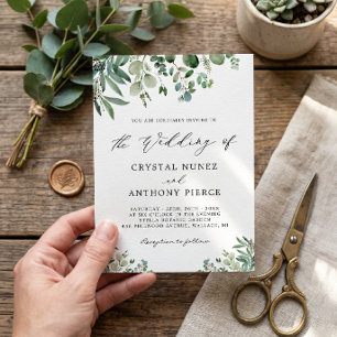 Invitation Mariage Minimaliste Feuilles d'Eucalyptus