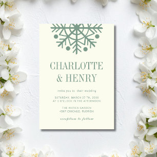 Invitation Mariage minimaliste flocon de neige d'eucalyptus e