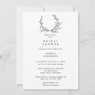 Invitation Mariage Minimaliste Floral en Art Linéaire
