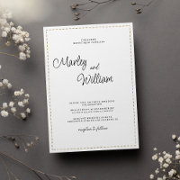 Mariage minimaliste ligne pointillé noir blanc or