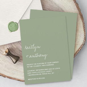 Invitation Mariage minimaliste minimaliste moderne Sage de sc