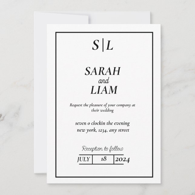 Invitation Mariage Minimaliste Moderne (Devant)