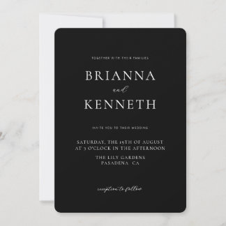 Invitation Mariage minimaliste moderne à angle arrondi noir