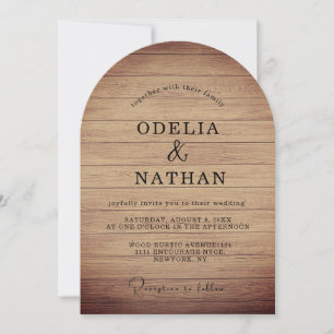 Invitation Mariage Minimaliste Moderne à Texture de Bois