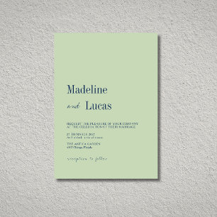 Invitation Mariage minimaliste moderne aux couleurs de pistac