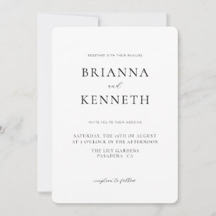 Invitation Mariage minimaliste moderne blanc arrondi