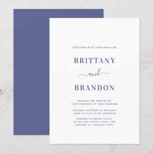 Invitation Mariage minimaliste moderne bleu et blanc