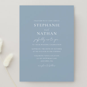 Invitation Mariage minimaliste moderne Dusty Blue