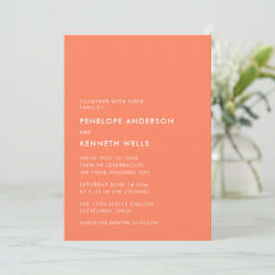 Invitation Mariage minimaliste moderne électrique mandarine