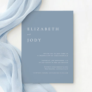 Invitation Mariage Minimaliste Moderne Élégant Bleu Poussiére