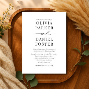 Invitation Mariage minimaliste moderne élégant noir et blanc