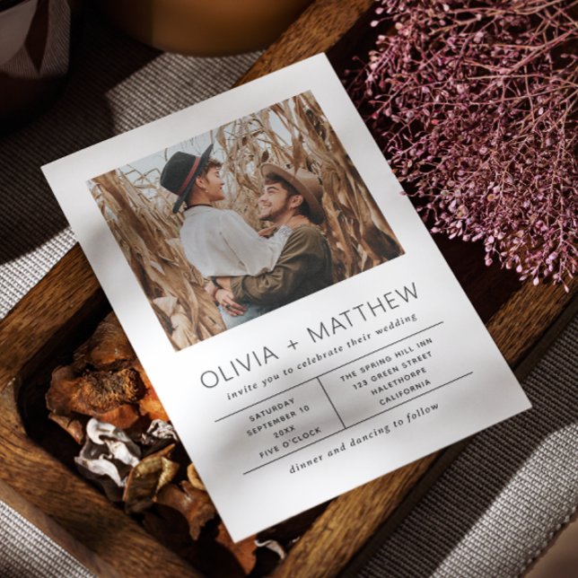 Invitation Mariage minimaliste moderne | Élégante photo simpl (Créateur téléchargé)