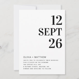 Invitation Mariage Minimaliste Moderne et Épuré Photo & Cod