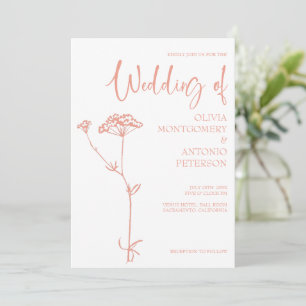 Invitation Mariage minimaliste moderne floral blanc