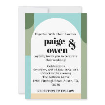 Mariage minimaliste moderne Inviter Bleu + Vert