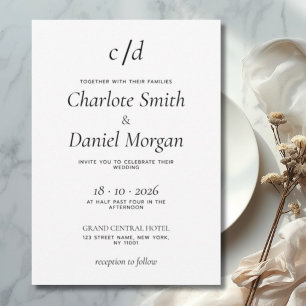 Invitation Mariage minimaliste moderne noir et blanc