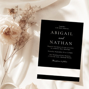 Invitation Mariage minimaliste moderne noir et blanc