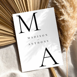 Invitation Mariage minimaliste moderne noir et blanc