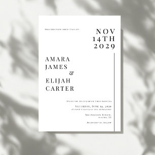 Invitation Mariage Minimaliste Moderne Noir et Blanc