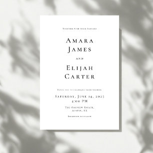 Invitation Mariage minimaliste moderne noir et blanc