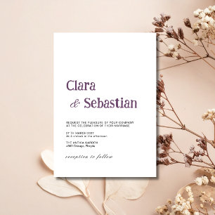 Invitation Mariage minimaliste moderne plum et noir