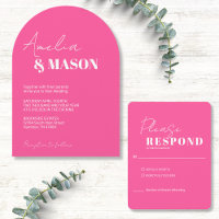 Mariage Minimaliste Moderne Rose Chaud et Blanc Ar