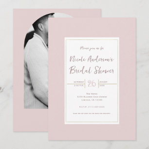 Invitation Mariage Minimaliste Moderne Rose Huître et Or