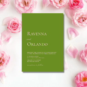 Invitation Mariage minimaliste moderne rose poudré et vert ol