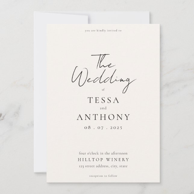 Invitation Mariage minimaliste moderne simple (Devant)