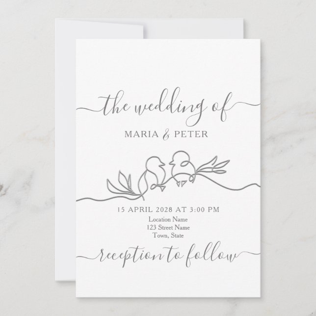 Invitation Mariage minimaliste moderne simple (Devant)