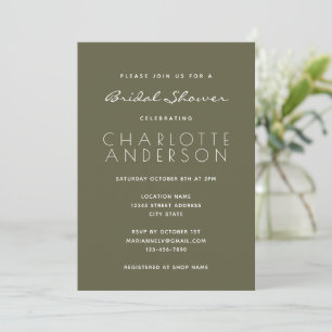 Invitation Mariage Minimaliste Moderne Vert Mousse