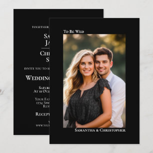 Invitation Mariage Minimaliste Moderne Vertical Noir
