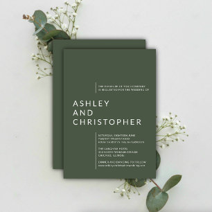 Invitation Mariage minimaliste Moss Green Isolated Names