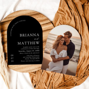 Invitation Mariage minimaliste noir & blanc moderne Arch