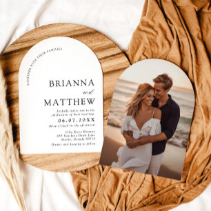 Invitation Mariage minimaliste noir & blanc moderne Arch