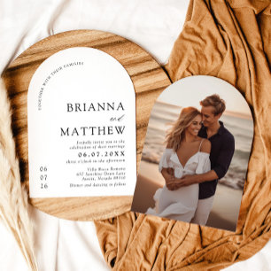 Invitation Mariage minimaliste noir & blanc moderne Arch