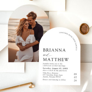 Invitation Mariage minimaliste noir & blanc moderne Arch